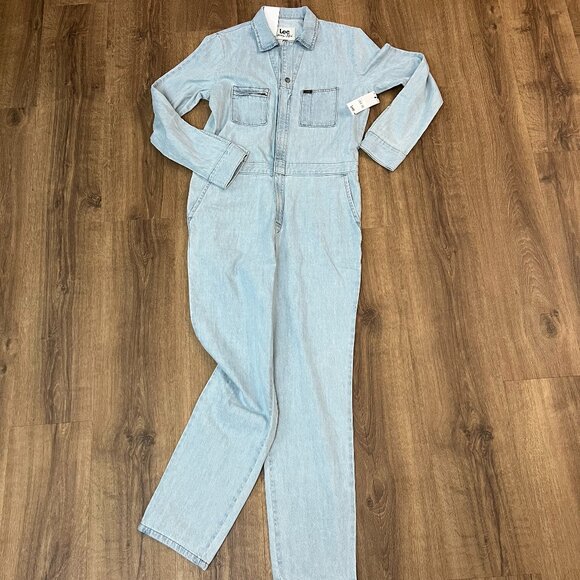 NEW Lee Union Alls Denim Coveralls Utility Jumpsuit Light Wash Sz S - Picture 4 of 16